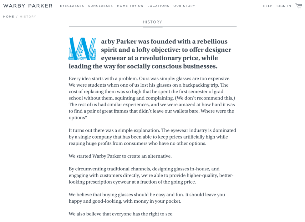 Warby Parker Brand Story