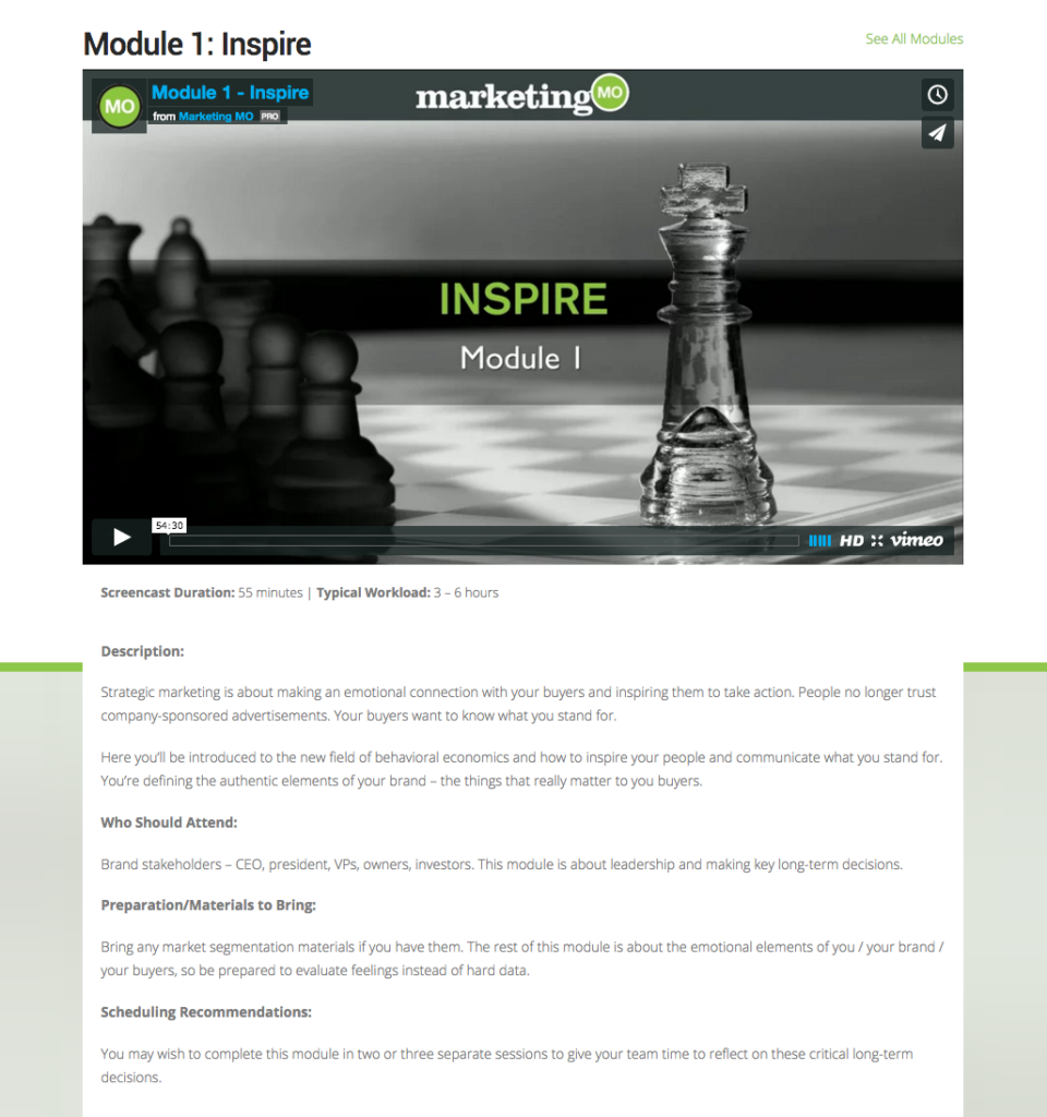 Strategic Marketing Course - Module 1 - Inspire - Details